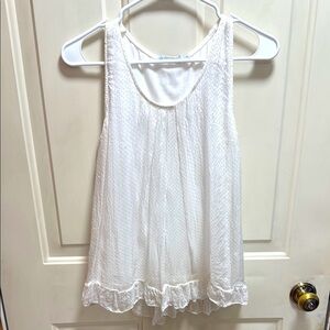 Tendenze White Polka Dot Ruffle Silk Babydoll Sleeveless Top size S